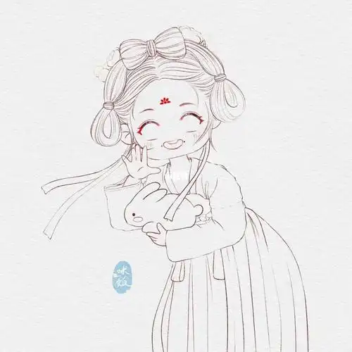 水彩q版萌萌古风头像