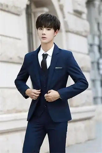 韩版修身西服套装男士黑外套帅气休闲小西装伴郎新郎结婚正装潮流