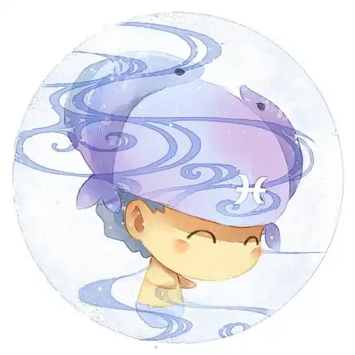 脸朝右下的双鱼座男生圆头像