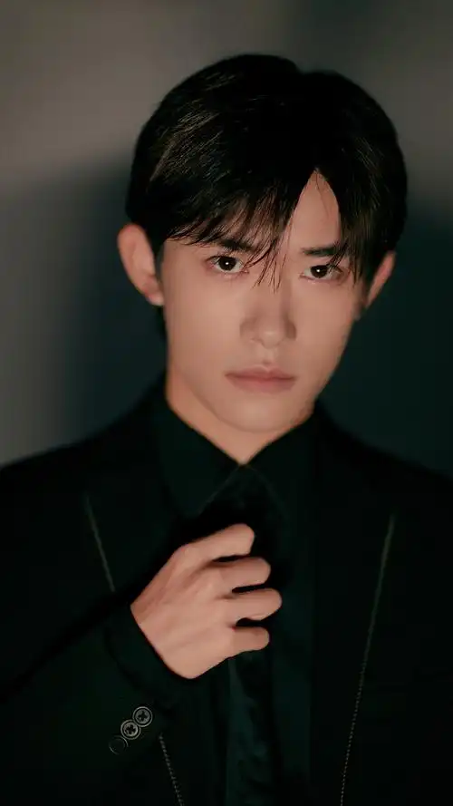 易烊千玺酷黑西装手机壁纸,他有着一张独具辨识度的脸,棱角分明的轮廓