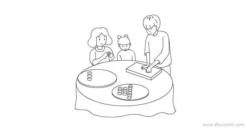 春节包饺子简笔画画法图解