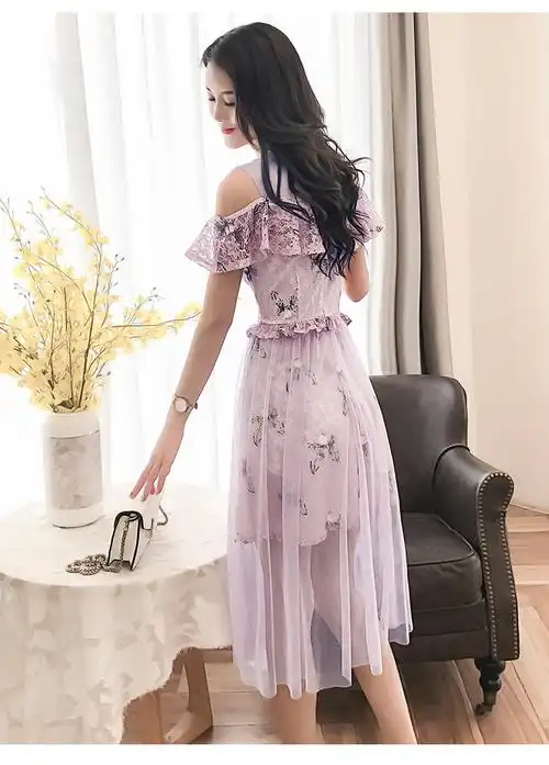 蕾丝连衣裙女装夏装2018新款温柔裙超仙女收腰中长ins超火的裙子