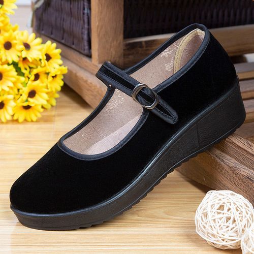 布鞋赛格老北京布鞋女鞋酒店工作正宗黑色妈妈女单帆布鞋