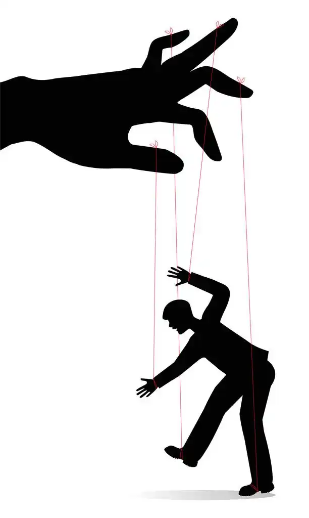 人为控制的木偶,矢量人为控制在白色背景上的木偶