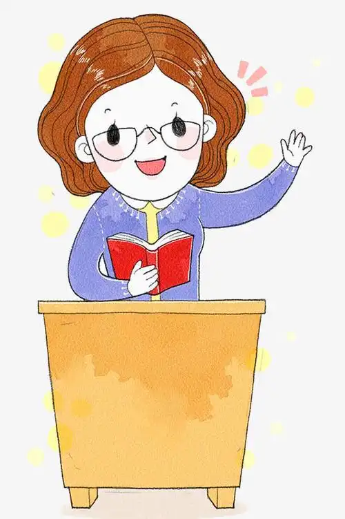手绘讲台上的女老师免抠素材免费下载_觅元素51yuansu.com