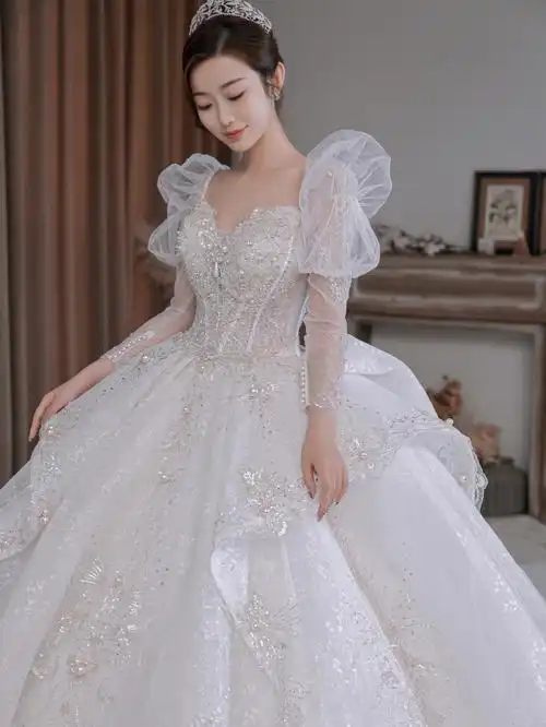 只对公主可见的泡泡长袖婚纱69潍坊婚纱