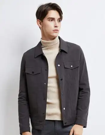 abx2018新款工装外套男潮牌韩版潮流帅气男士休闲翻领春秋夹克薄 灰色