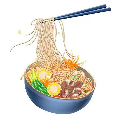 手绘红烧牛肉面条传统美食插画元素面条食物