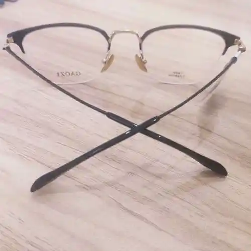 高姿gaozi黑色半框纯钛金属镜框框架男女女士眼镜架