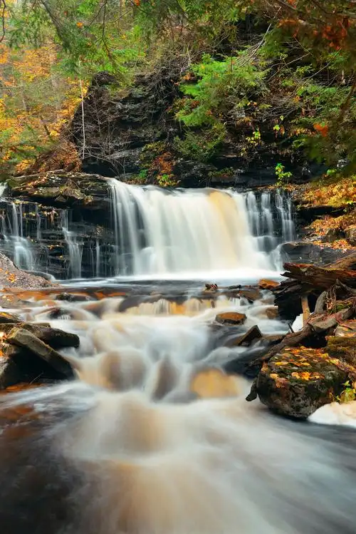 秋天,瀑布,风景,公园,彩色