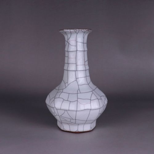 宋代官窑八方弦纹盘口花瓶仿古瓷器花瓶古玩董复古收藏品老物摆件