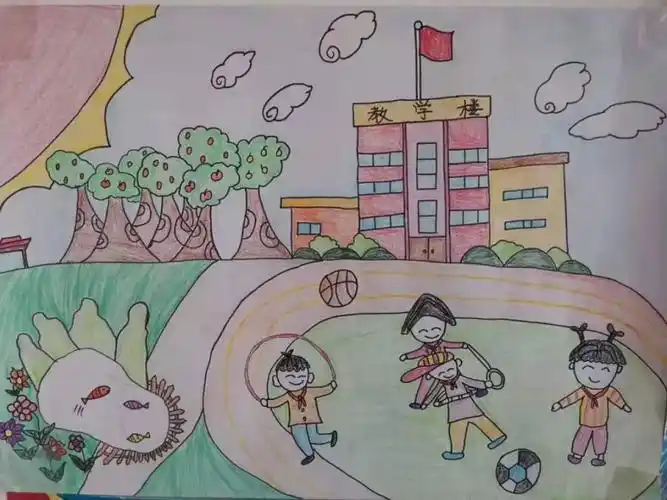 晒晒校园最美的一角    二年级学生用画笔描绘了自己心目中