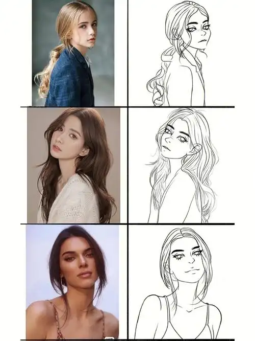 欧美风人物线稿练习