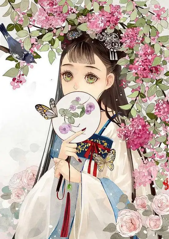 人物绘画,古风少女插画图集,画师画风很赞