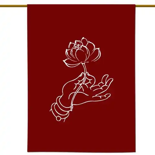 佛手拈花风水布艺门帘书房卧室茶室莲花挂帘门帘