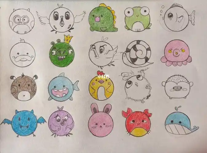 学前教育圆形动物头部简笔画