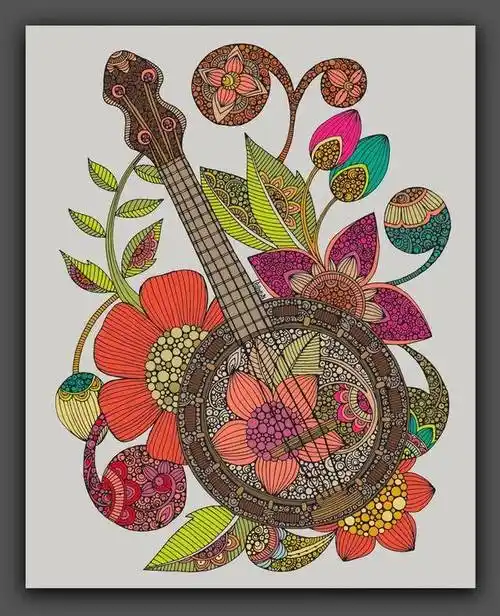 这15例线描装饰画太美了_色彩_绘画_线条