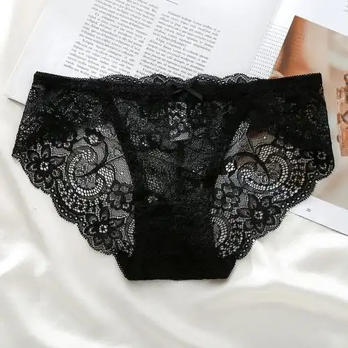 女士穿的内裤4条装无痕内裤女蕾丝低腰薄性感少女生锦纶裆三角裤头