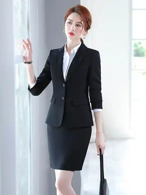 小西装外套女商务面试工作服黑色正装大学生春秋通勤气质职业套装