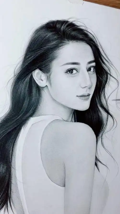 铅笔素描画 迪丽热巴00