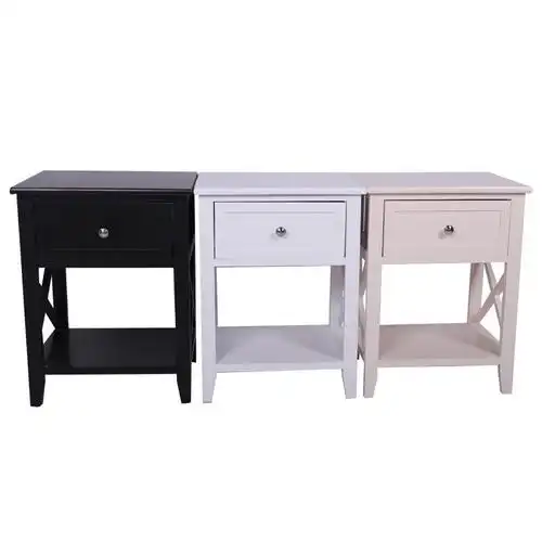 简易床头柜白色实木床边柜抽屉式储物柜宿舍出租房卧室迷你柜40cm