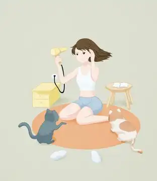 吹头发插画设计图__卡通设计_广告设计_设计图库_昵图网nipic.com