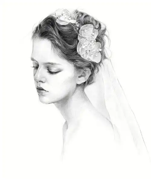 素描头像新娘及一些绘画步骤