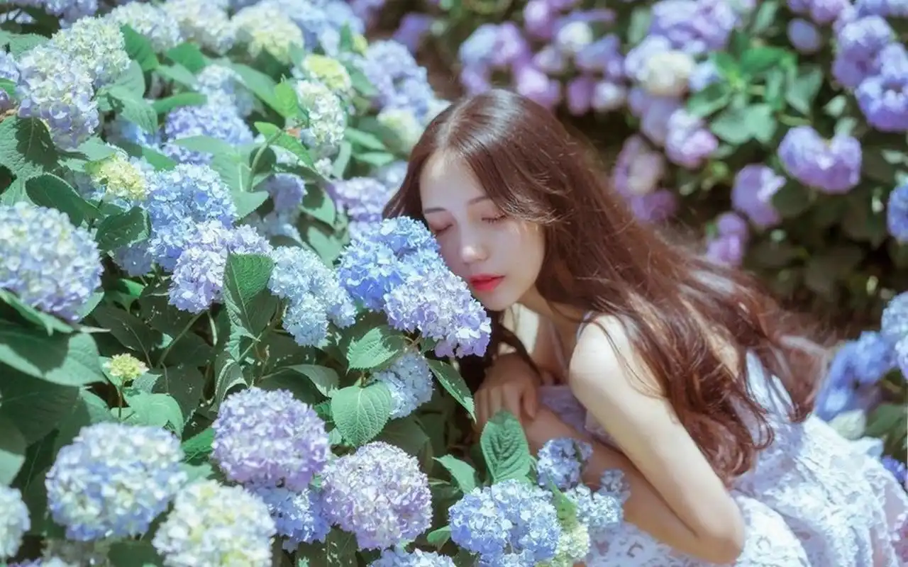 花中美女唯美迷人写真图片桌面壁纸