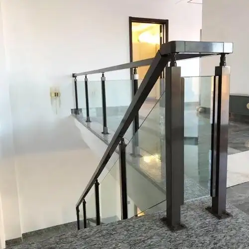 楼梯实木玻璃扶手卡槽不锈不锈钢钢化防爆立柱楼梯扶手