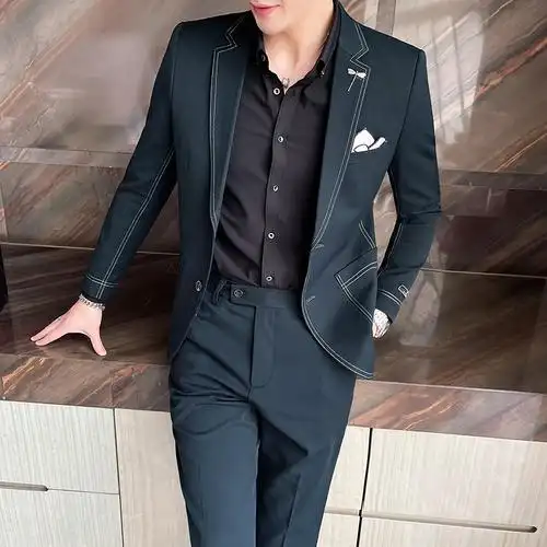 春季男士西服套装潮流修身韩版帅气痞子新郎西服