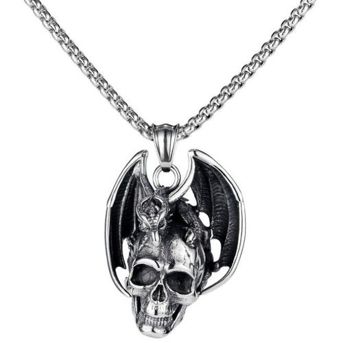 个性霸气恐怖夸张钛钢骷髅头项链男恶龙吊坠另类朋克嘻哈摇滚配饰