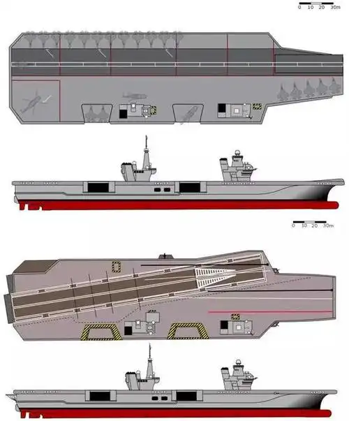 威尔士亲王号航空母舰继承了伊丽莎白女王级的"一半滑跃"式甲板设计