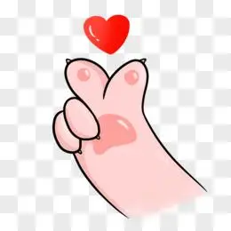 卡通手绘猫瓜比心素材