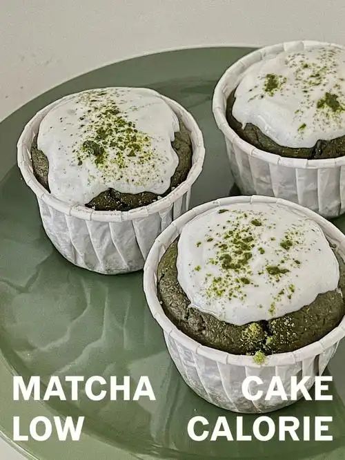 0糖0油雪顶抹茶cupcake无负担减脂蛋糕