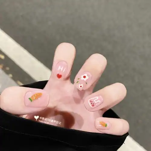 可爱修兔美甲胡萝卜09真的太可爱噜