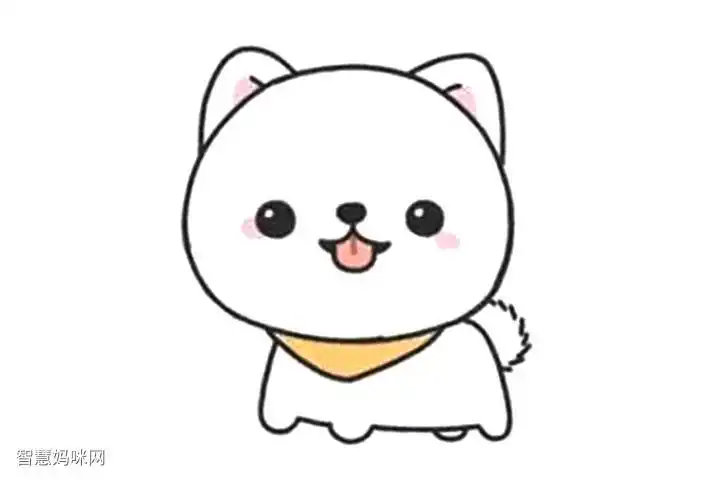 萌萌的博美犬小狗简笔画画法步骤