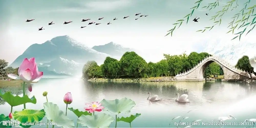 山水荷花源文件__风景_psd分层素材_源文件图库_昵图网nipic.com