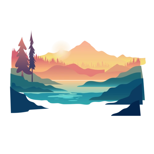 风景矢量晚霞山水图图片