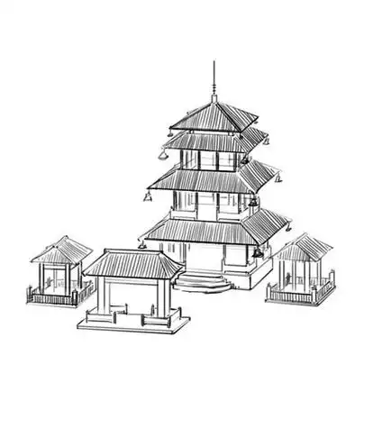 中国古建筑简笔画中国古建筑简笔画线描