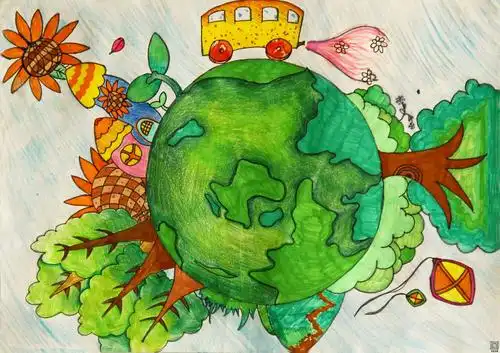 写美篇接着,我们进行了绘画课～我眼中的地球妈妈