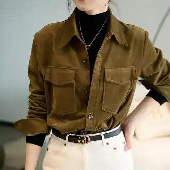 风春季开衫上衣2022年春秋时尚洋气休闲女士衬衣ykpxw26s6b0134棕色xl