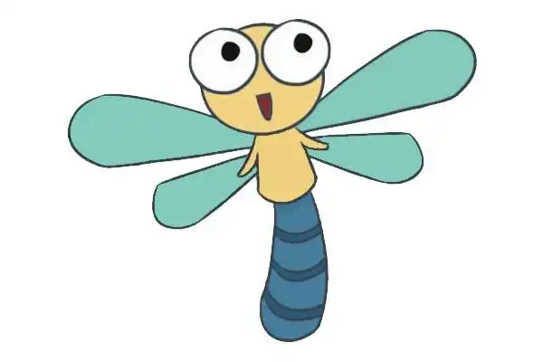 卡通蜻蜓简笔画画法步骤图片