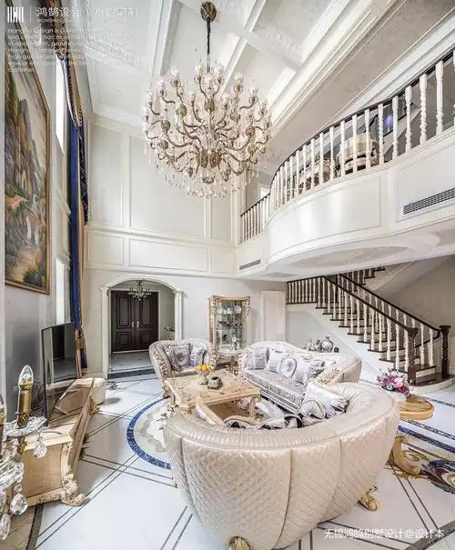 【实景拍摄】600㎡法式独栋别墅客厅欧式豪华客厅设计图片赏析