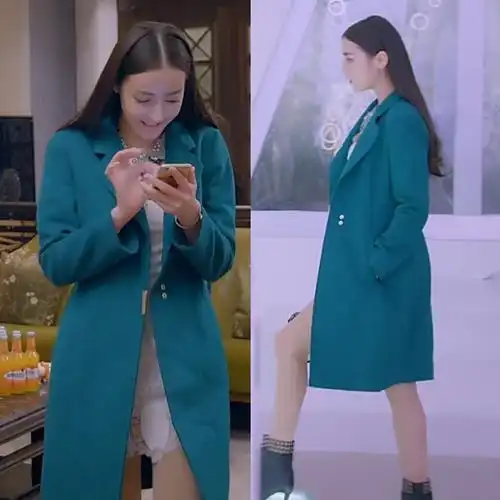 炫出自我秋冬女装大衣明星同款绿色羊毛呢外套女 墨绿色 xl