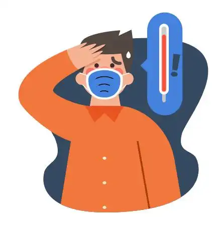 卡通创意戴口罩发烧男子矢量素材