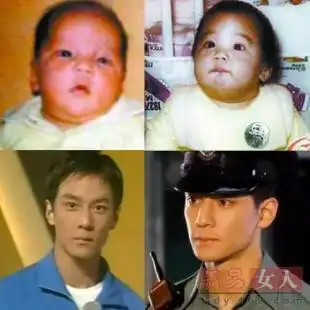 圆圆的眼睛,肉肉的小脸蛋儿,吴彦祖小时候真是天然呆萌的好代表.