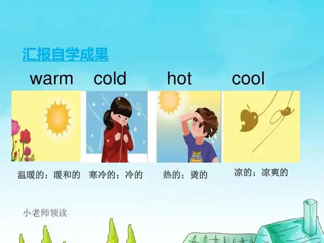 版四年级英语下册 汇报自学成果 warm cold hot cool 温暖的;暖和的