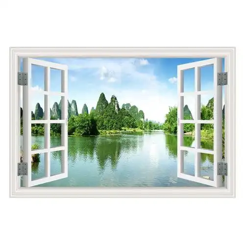 仿真假窗户墙贴自粘自贴卧室客厅餐厅沙发背景墙风景贴画壁贴纸贴纸墙