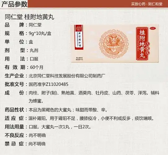 北京同仁堂桂附地黄丸大蜜丸9g10丸盒6盒1个月用量