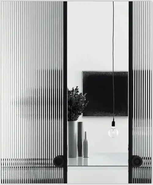 长虹压花玻璃瓦楞波浪艺术工艺玻璃隔断酒吧玄关屏风弧弯钢化定做